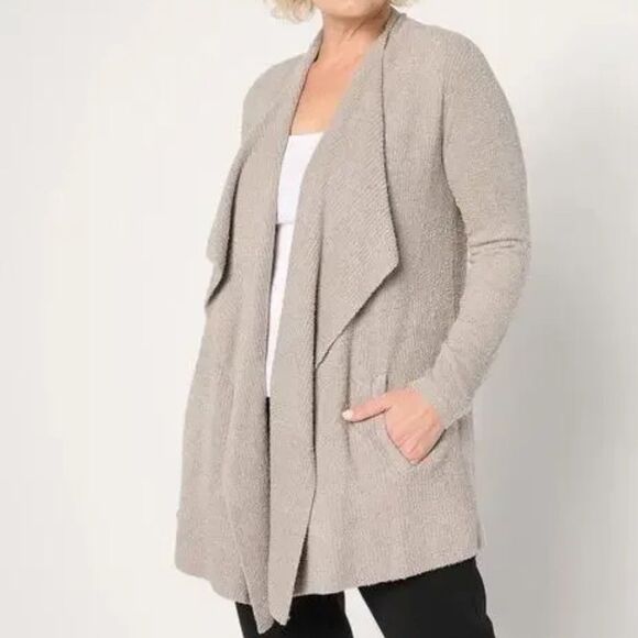 Barefoot Dreams CozyChic Lite Ribbed Island Wrap Cardigan in Pewter Size S/M - Picture 1 of 7